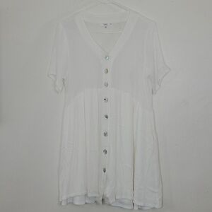 Talulah White Shirt Dress Size Extra Large Button Down Flowy Babydoll